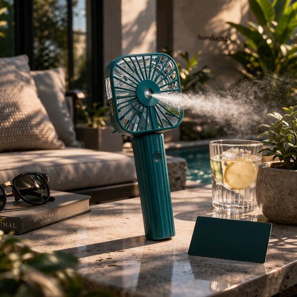 handheld portable mist fan with water spray | rechargeable fan
